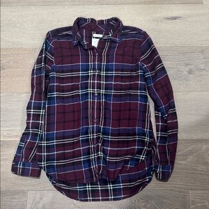 AE Plaid Flannel Button-Up Shirt